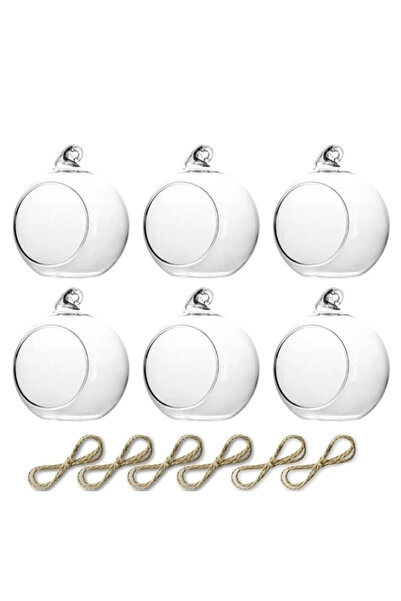 Choice 8 سم 6 قطع بدون شموع 6/8 سم حامل شموع زجاجي معلق على شكل كرة زجاجية حا...