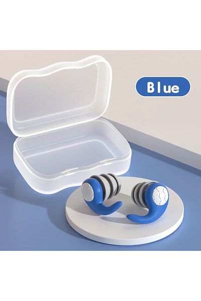 Choice Blue Silicone Noise Cancelling Earplugs Noise Filter Sleep Swimming Waterproof Three Layer Mute Earp