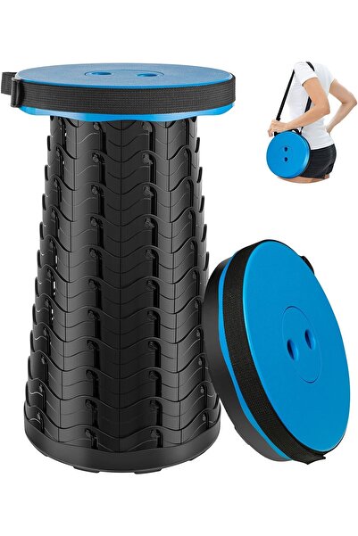 AWH كرسي قابل للطي، مقعد تلسكوبي محمول، خفيف الوزن، سعة 400 رطل (أزرق)