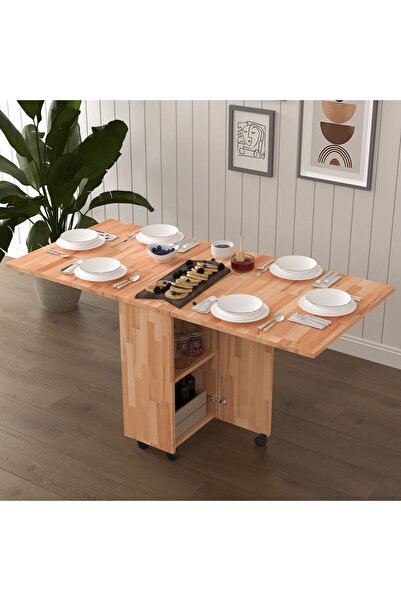asratrend Masif Ahşap Katlanır Mutfak Yemek Çalışma Masası Masif-01