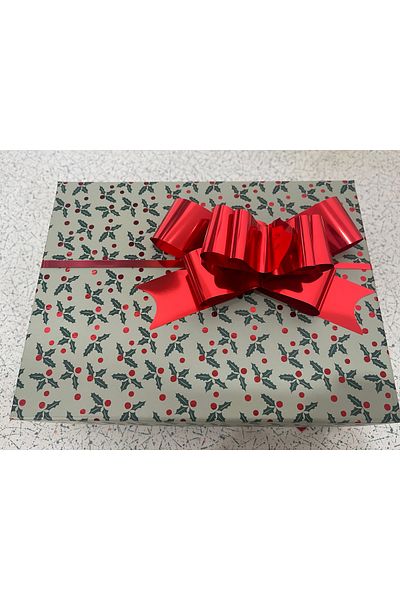 HUR-AY PACK Red Metallized 10 Pcs Ceksus - Gift Wrap Ornament and Raffia Bow
