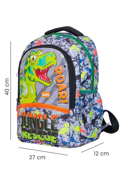 Wia Green Dinosaur Patterned Boys' School Bag Set (3 Pieces)