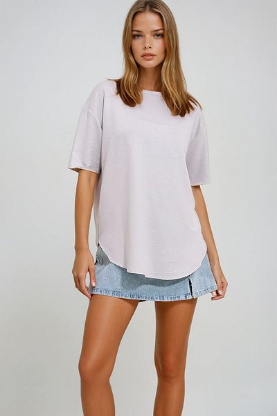 VAGGON Women's Gray Crew Neck Oval Cut Modal T-Shirt Prmx11506