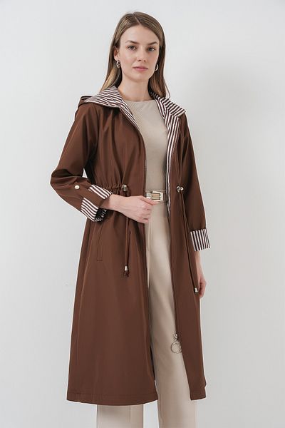 Bigdart 9091 Καμπαρντίνα Gathered Waist Hooded - M. Brown