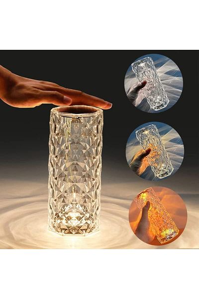 AWH Crystal Lamp, Rose Diamond Table Lamp, 16 Colors RGB, Touch & Remote, USB Rechargeable