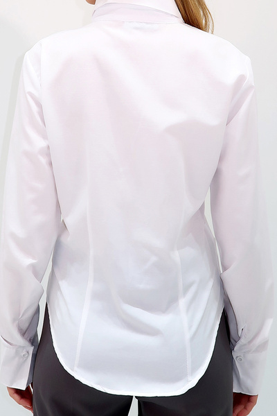 VAGGON Women's White Front and Back Tucked Waist Fitted Poplin Shirt Prmx13505