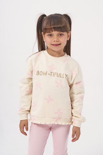 Minipodyum Girl's Glitter Printed Double Suit with Ruffled Waist Leggings
