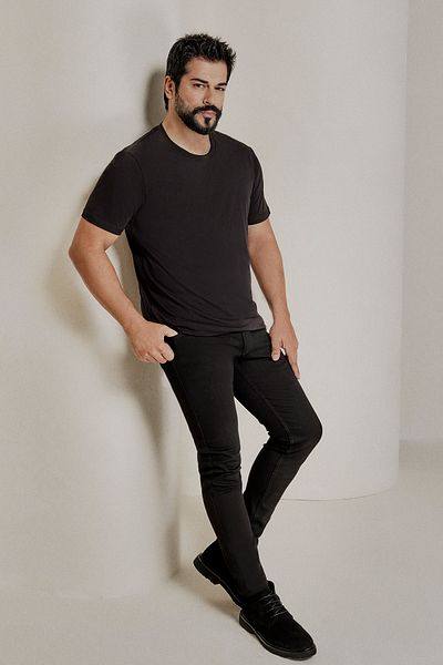 AC&Co / Altınyıldız Classics Ανδρικό μπλουζάκι BlackSlimFit Crew NeckBasic - 100% βαμβάκι