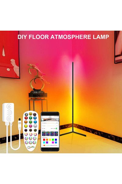 AWH 61" RGB Corner Floor Lamp, Color Changing Smart Lamp with APP & Remote, Dimmable Night Light