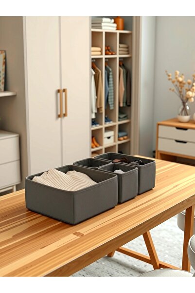 PH Prendi Home 4-Piece Anthracite Drawer Organizer Box Organizer Set