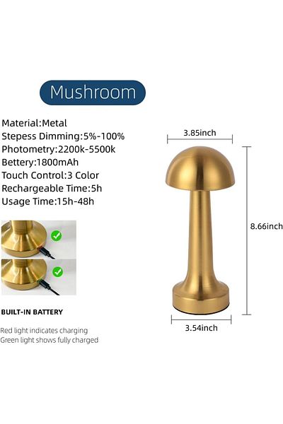 AWH LED Cordless Table Lamp, Rechargeable Touch Lamp with 4 Brightness Levels for Bedside & More