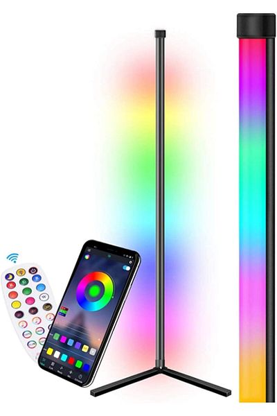 AWH 61" RGB Corner Floor Lamp, Color Changing Smart Lamp with APP & Remote, Dimmable Night Light