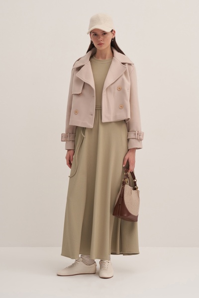 EBU Prive Γυναικείο κοντό παλτό από κασμίρ πέτρα