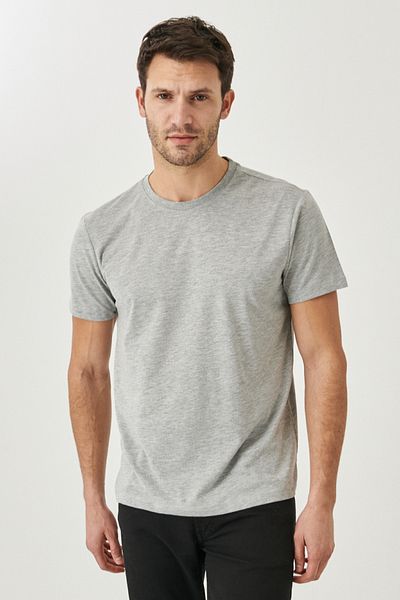 AC&Co / Altınyıldız Classics Férfi GraySlimFit Crew Neck Melange CottonBasicT-shirt