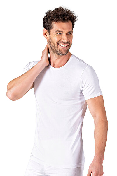 ÖZKAN underwear Özkan 11144 Men's Round Bagel Collar Cotton Modal T-Shirt Undershirt