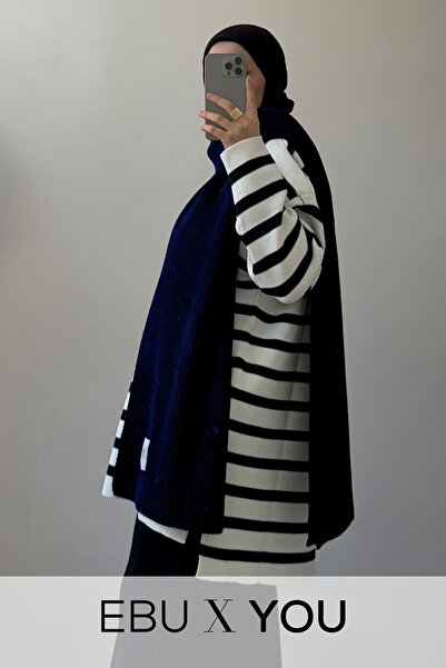 EBU Prive Navy Blue Thessaloniki Knit Women's Scarf