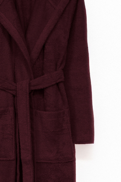 Class Kapüşonlu Bukle Bornoz Unisex Bordo Ramage