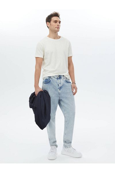 Kip Jacquard Crew Neck Cotton Blend T-shirt