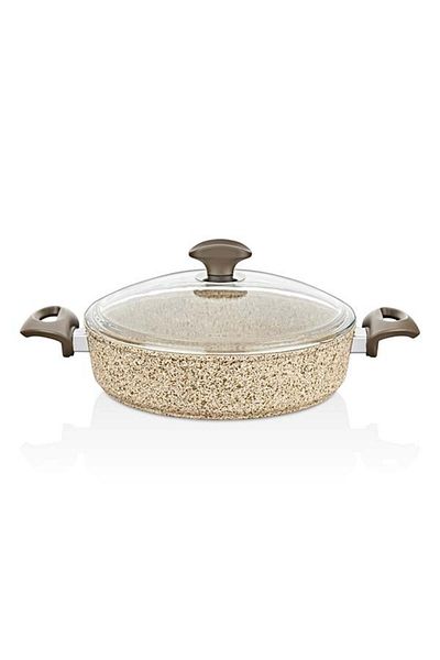 FALEZ 26 Cm Granite Flat Pot - Creamy