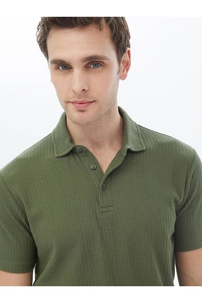 Kip Jacquard-T-Shirt aus Baumwollmischung mit Polokragen
