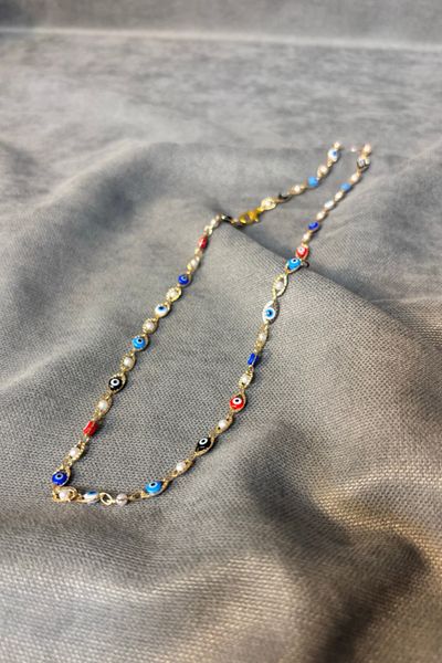 Uretti - Tuğba 9352 Handmade Colorful Enamel Eye Jewelry Set