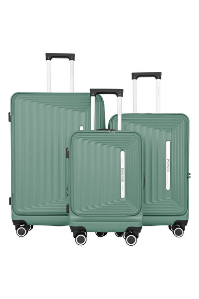 PARAJOHN مجموعة عربة قابلة للتمدد من روكلايت بريميوم ABS مكونة من 3 قطع - أخضر