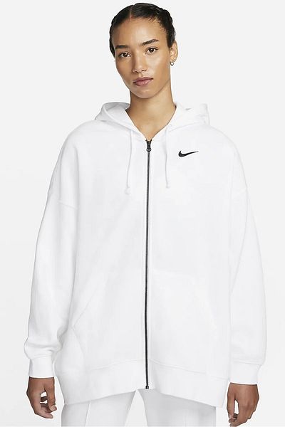 Nike Sportswear Essentials Oversize Fleece Full Zip Hoodie Women's Wide Fit Hooded Sweatshirt Be