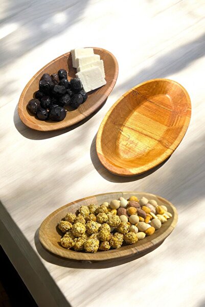 Ayd ahşap Handmade Beech Solid Wood Boat Breakfast/Snack Plate - Natural and Stylish Presentation