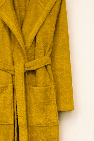 Class Kapüşonlu Bukle Bornoz Unisex Hardal Ramage