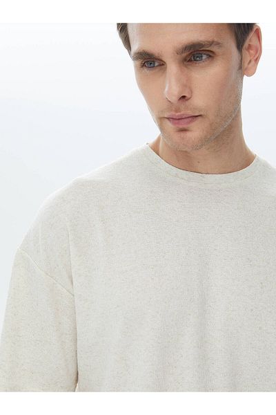 Kip Jacquard Crew Neck Linen Blend T-shirt