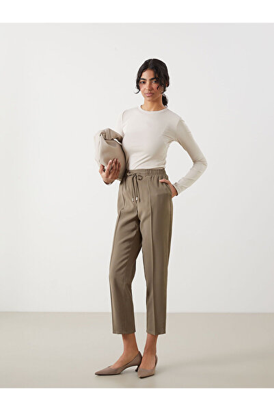 LC Waikiki Nevavm Women's Pants with Elastic Waist and Difference in Color