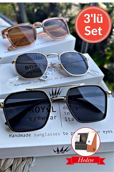 WATCHOFROYAL Black and Rose Sunglasses - Women's and Men's Uv400 Glass Ce Certificated Set