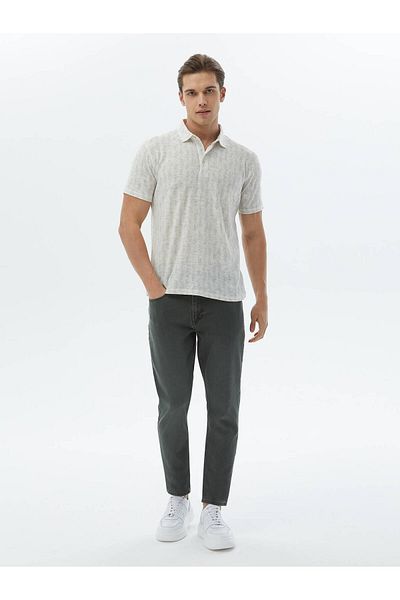 Kip Printed Polo Neck Cotton Blend T-shirt