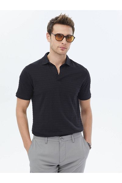 Kip Jacquard-T-Shirt mit Polokragen