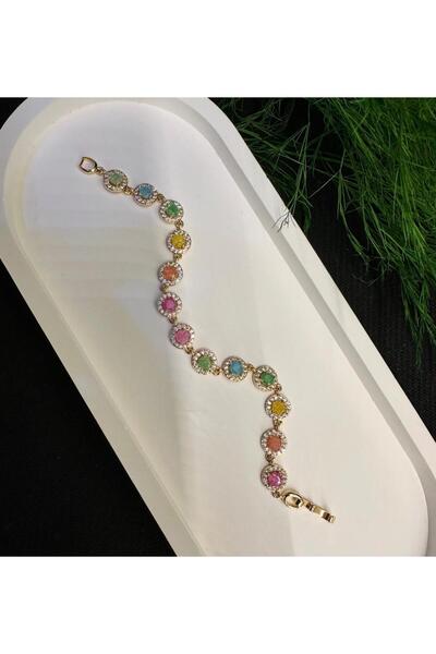 YSX JEWELRY Özel Seri Renkli Taşlı Çelik Bileklik
