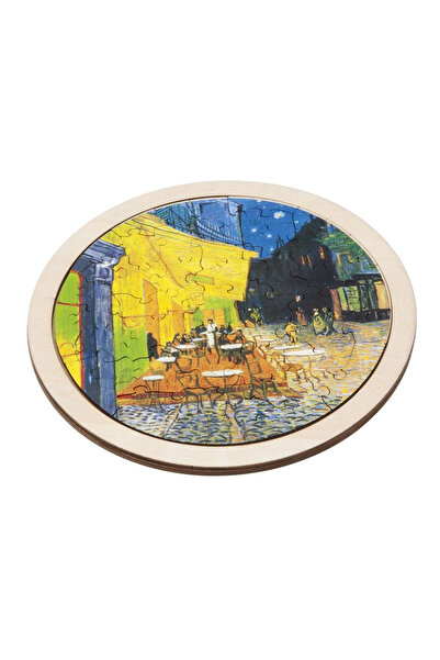 Fridolin Round Wooden Art Puzzle Cafe De Nuit,