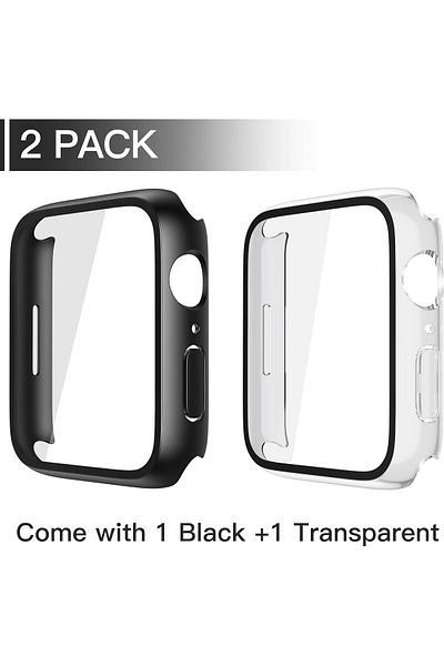 AWH 2-Pack Hard Protective Case for Apple Watch Series 10 46mm, Ultra-Thin, Black & Transparent.