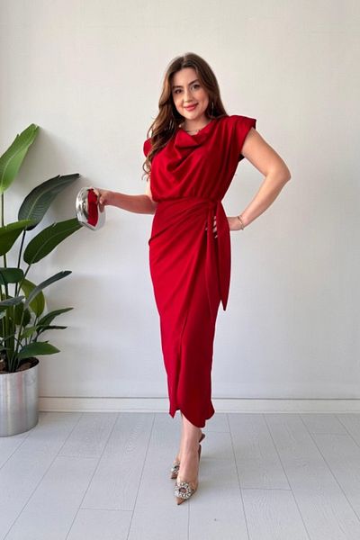 MARTYZ Degaje Collar Long Crepe Dress