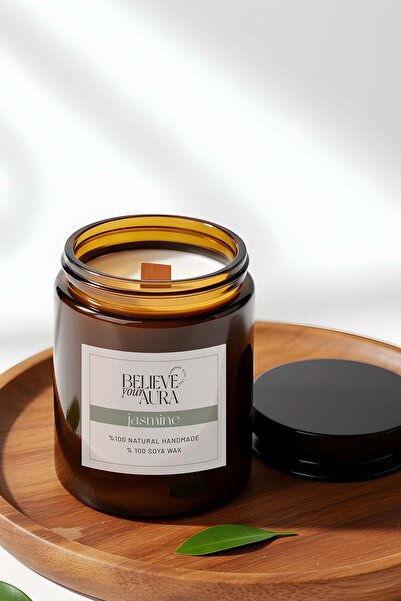 Believe Your Aura Yasemin Kokulu Kavanoz Mum - %100 Doğal Sürülebilir Soya Mu...