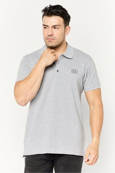 Cerruti 1881 Men Regular Fit Embroidered Logo Short Sleeves Polo, Grey