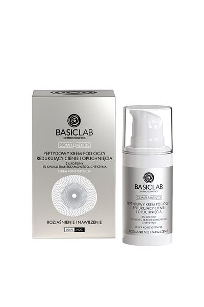 BASICLAB - Crema de ochi cu peptide pentru a reduce cearcanele si umflarea cu 3% cofeina 15 ml