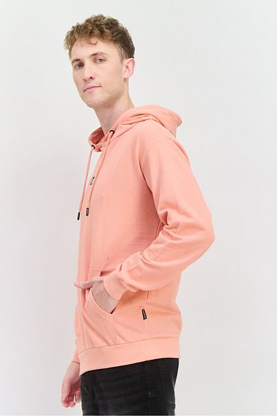 Goliath Men Hooded Long Sleeve Embroidered Logo Sweatshirt, Coral