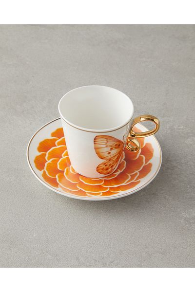 English Home Butterfly Rose New Bone China 12 Pieces Coffee Cup Set for 6 People 90ml Colorful