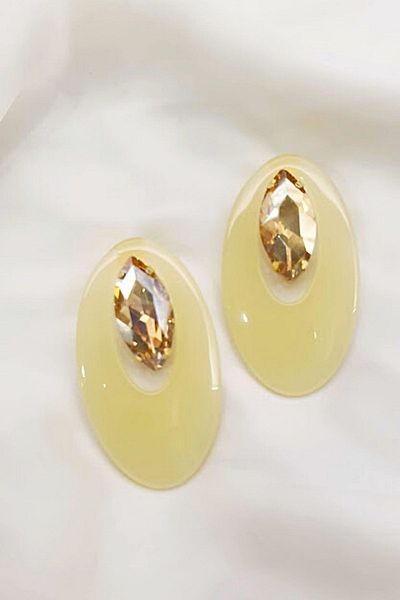PETEK AKSESUAR Modern Acrylic Stone Oval Earrings