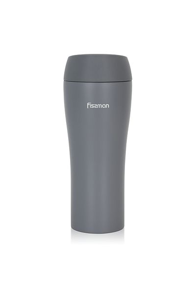 Fissman Insulated Travel Mug 420mL, Double Wall Stainless Steel Vacuum Travel Bottle Gray