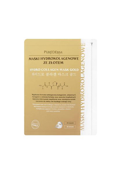 Purederm PUREDERM Hydrokolagenové masky se zlatem, 25 ks.