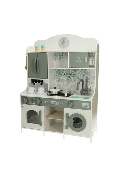 Micostore Children's Kitchen, made of MDF wood, 85 × 62 x 34 cm, with Toy Coffee Maker, Utensils and Accessories