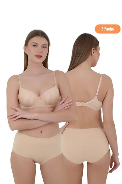 CNT Chiloți pentru femei cu talie înaltă - Set de 3 extra moi (NEGRU, ALB, CULOARE PIELE)