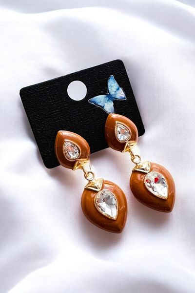 PETEK AKSESUAR 6 Cm Mineli Stone Drop Earring