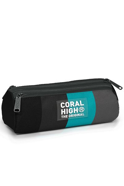 Coral High Παιδική πολύχρωμη ριγέ τσάντα στυλό τριών διαμερισμάτων 11196